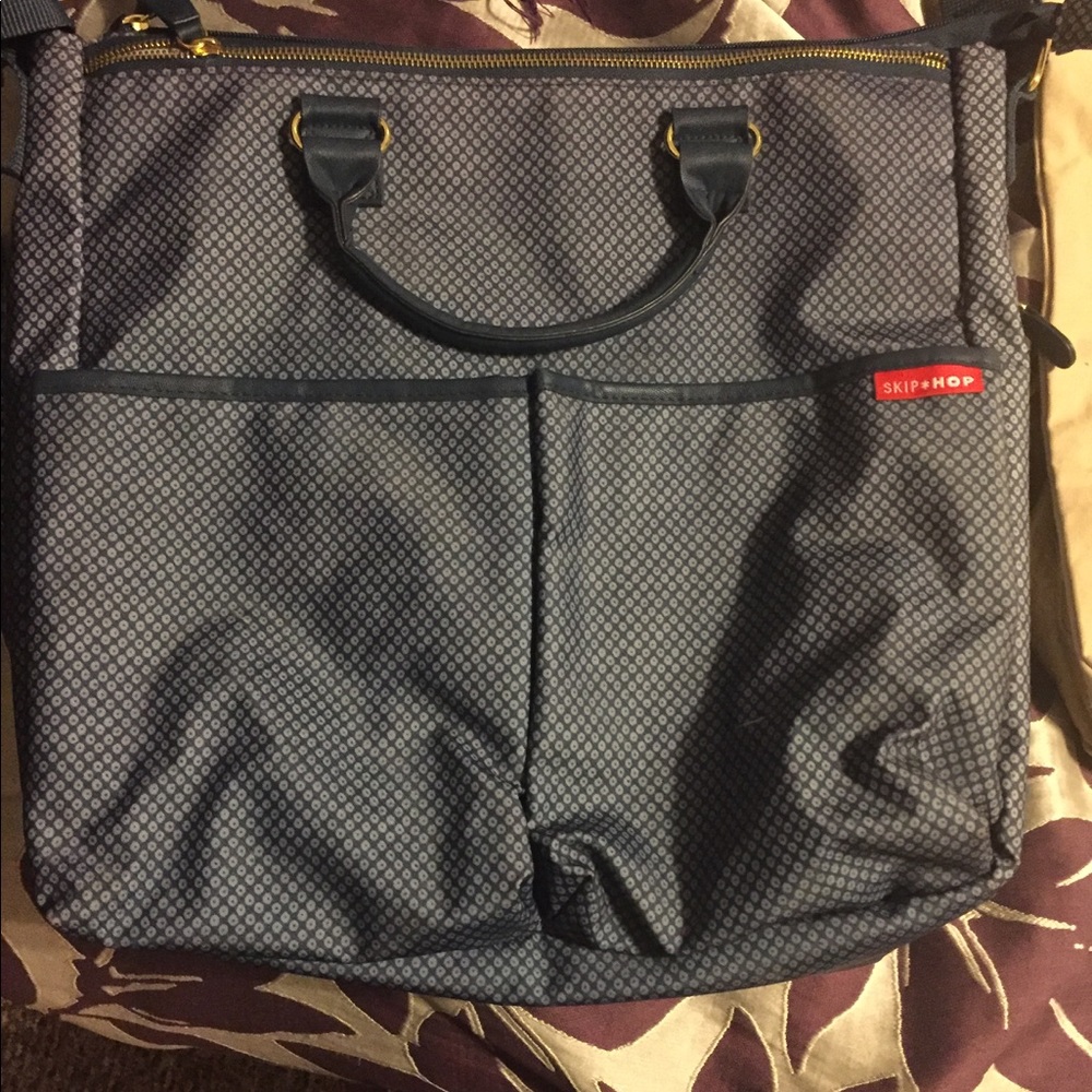 Skip hop Navy blue and grey dots diaper bag
